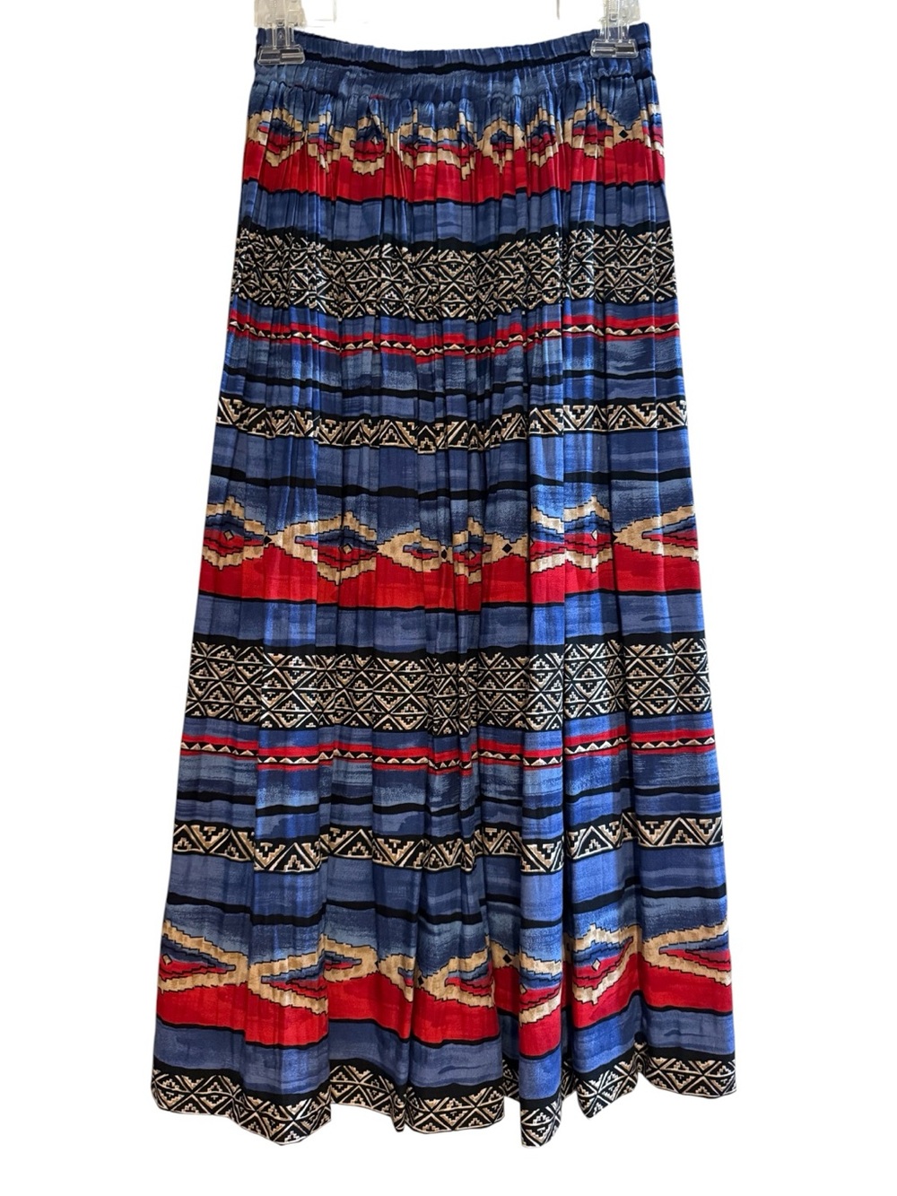 Vintage Stonebridge Petite Geometric Southwestern Pleated Maxi Skirt